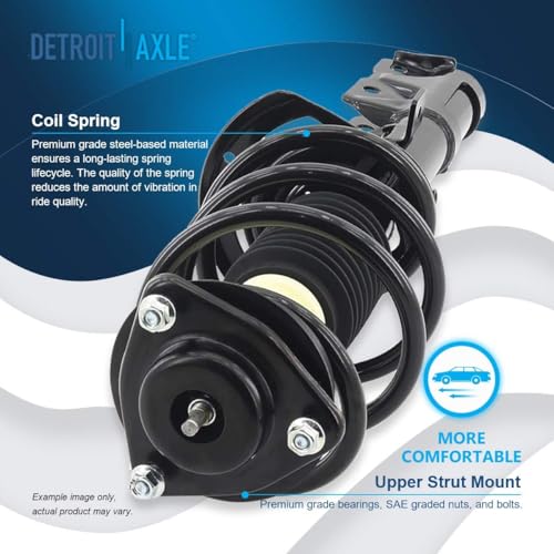 Image of Detroit Axle - Front Steering Knuckles and Wheel Hub Bearings Struts w /Coil Spring Sway Bars Replacement for Rear Drum 2007-2012 Dodge Caliber