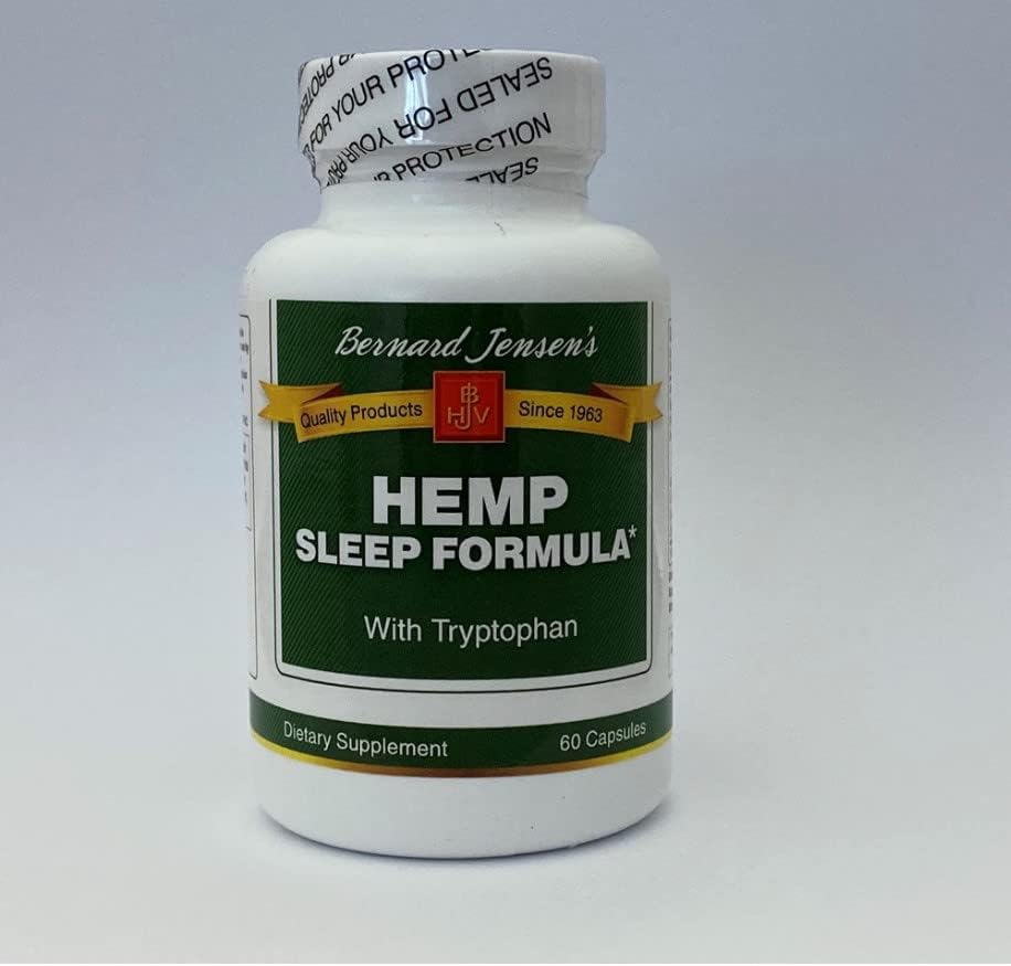 Miniatura 2 de Bernard Jensen's Ayuda para dormir de cáñamo con triptófano - Pastillas de hierbas para adultos con magnesio, valeriana, L-teanina, L-triptófano,
