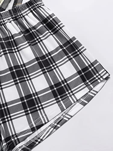 Verdusa Women's Plaid Print Elastic Waist Pajama Bottom Sleepwear Lounge Short Red Black White M #TOP4