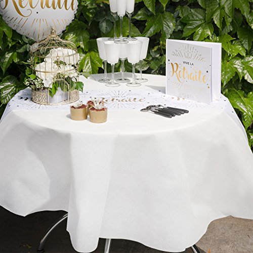 SANTEX 5921-1, Nappe RONDE en intissé 180 CM Ø, luxe OPAQUE RONDE, Blanc