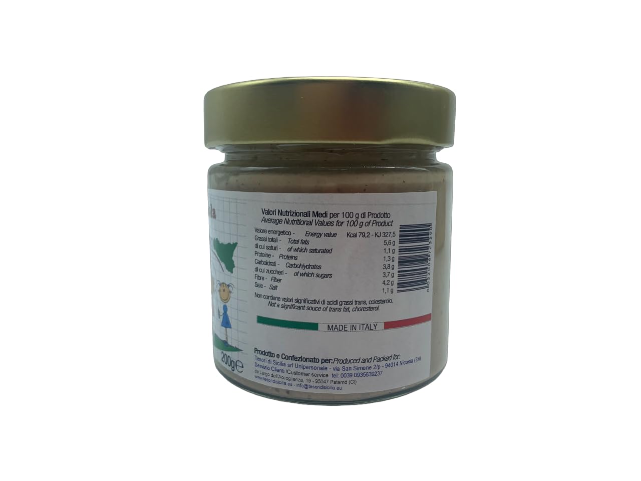 6 Barattoli di Crema Spalmabile alla nocciola con nocciole siciliane, lavorazione artigianale, barattoli da 200 g