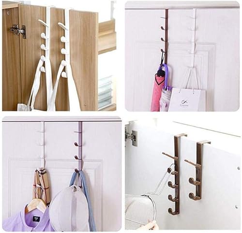 Miniatura 3 de TOPINCN Paquete de 2 ganchos de 5 capas sobre la puerta, organizador de gancho de puerta, colgador de mochila, bolso, ropa, gancho para el hogar