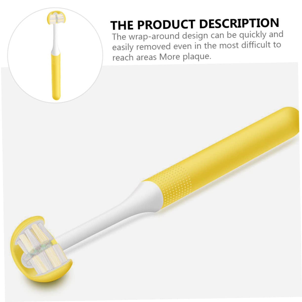 Spazzolino da Denti e 3 Teste Spazzolino in Pp per Adulti 3 Lati Setole Morbide, Design Avvolgente Pulizia Completa e Portatile per Igiene Orale Quotidiana