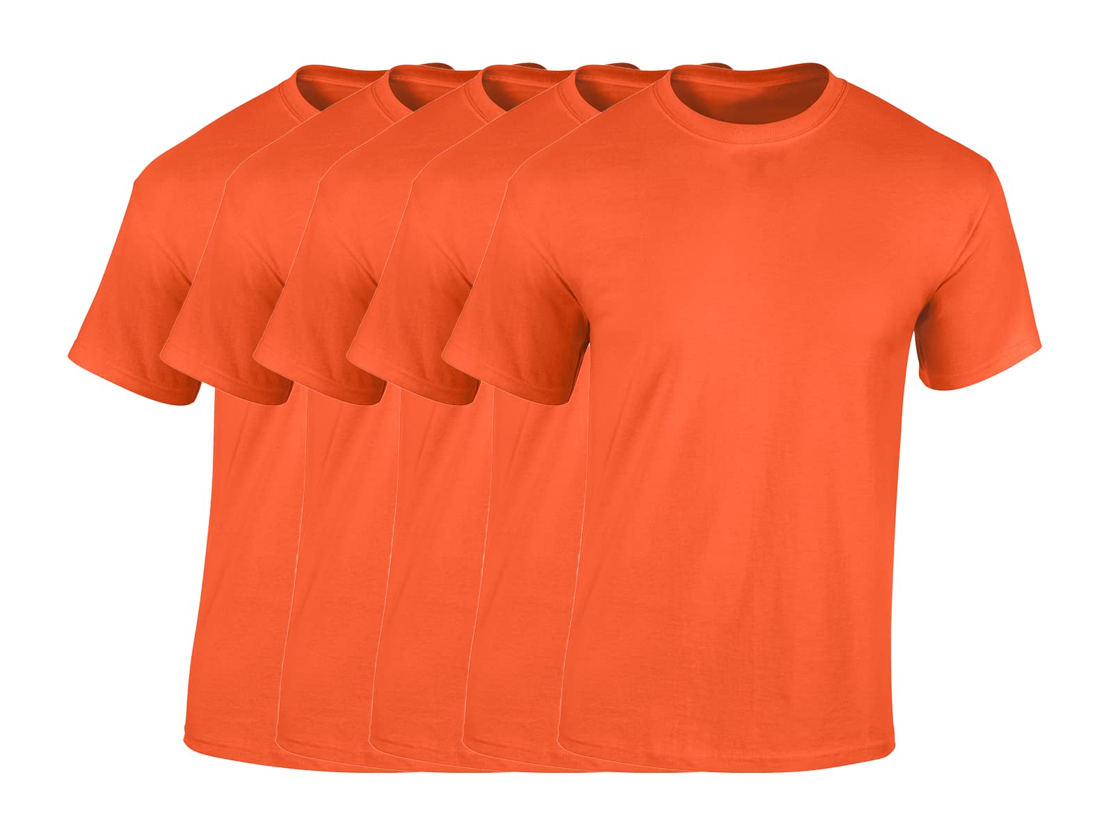 COOZO Mens Heavy Cotton Pack of 5 T-Shirts - Orange - XL