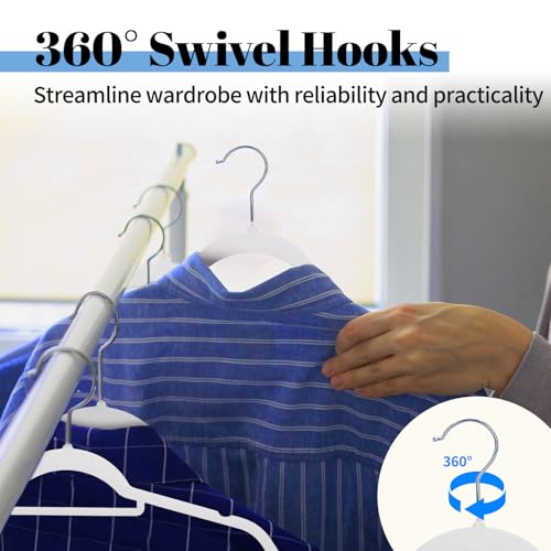 Smartor White Velvet Hangers 60 Pack, Space Saving Clothes Hangers with Tie Bar, Non-Slip Felt Hanger with Shoulder Notches, Heavy Duty Suit Hanger for Coat, Shirt, Pants, Dress by Smartor - Image 7