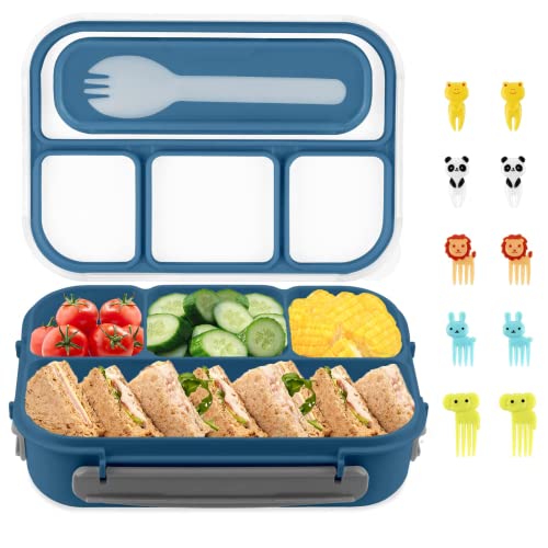 El Mejor Listado de Fiambreras bento . 41 Bento Box 1300 ml-4 Compartimentos, Fiambrera para Niños, Contenedor de Almuerzo para Adultos/Niños/Pequeños, Fiambrera Bento Apta para Microondas, Lavavajillas y Frigorífico...
