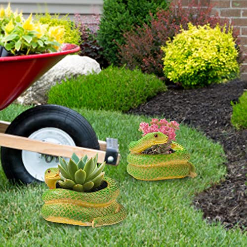 4.3 In Snake Shaped Succulent Plant Pots With Drainage, Unique Novelty Small Resin Flower Planter Indoor, Creative Cool Pots Spring Decoration For Home Desktop, 2 Pcs #TOP6