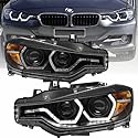 Angel Eyes LED Scheinwerfer Set Schwarz für BMW 3er F30 F31 2011–2015 mit LED Tagfahrlicht