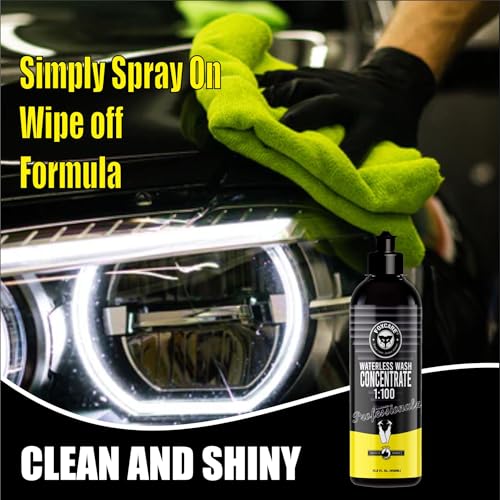Image of Foxcare Waterless Car Wash Kit 450ml | 100X Concentrate Car Cleaning Spray with Empty Spray Bottle & Microfiber Cloth | No Water Car Wash, Scratch-Free Cleaning, High Gloss Finish for Cars & Bikes