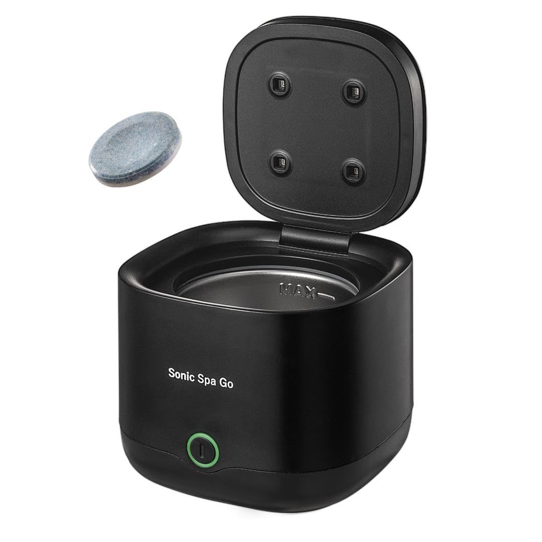 Sonic Spa Go - Pulitore ad ultrasuoni senza fili per fermi, allineatori e protesi, colore: nero