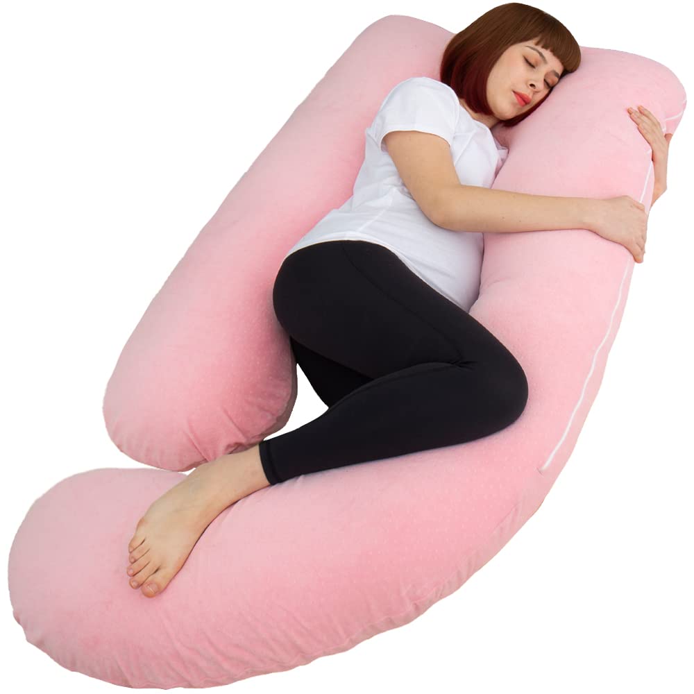 AMCATON 60 Inch Pregnancy Pillows for Sleeping, Extra Large U Shaped Body Pillow, Pregnancy Pillow, Maternity Pillow for Pregnant Women with Velour Cover (Pink) (B09NND31D2) Amazon Price History, Amazon Price Tracker