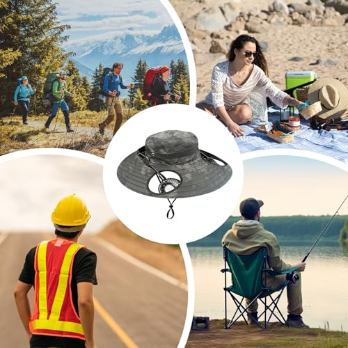Chapeau de plage avec ventilateur intégré ajustable et respirant Generico