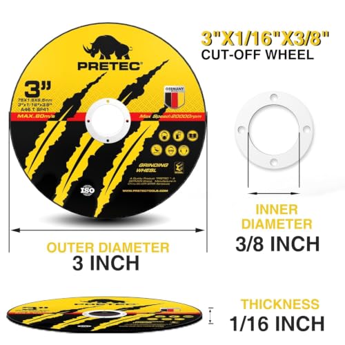 Image of Cut Off Wheels 3 Inch, 110 Pack with Mandrel Kit for Die Grinder | 3 inchx 3 /8 inch Cutting Disc with 1 /4 in Mounting Mandrel Kit, for Metal & Stainless Steel Rotary Tool Drill Attachment