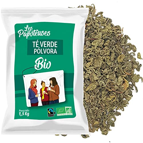 LES PAPOTEUSES | Thé Vert Gunpowder en feuilles entières | 1,5 kg | Thé Vert de Chine | Certifié biologique et Commerce équitable