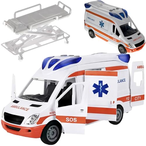 KRUZZEL Rettungswagen Krankenwagen Ambulanzwagen Spielzeugauto Licht &...