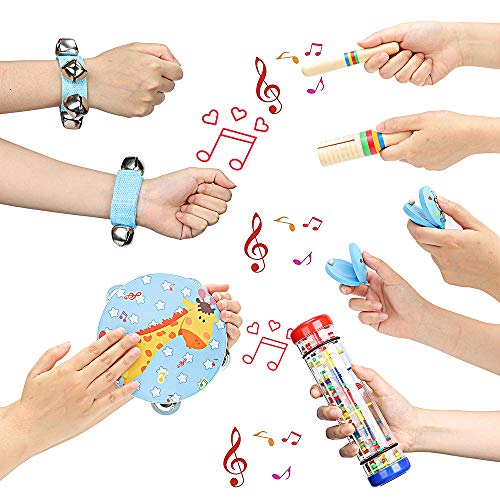 Kids Musical Instruments Set, Baby Musical Toys Wooden Percussion Tambourine, Rainmaker, Maracas for Toddlers Boys Gifts… - Image 6