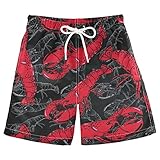 Anantty Jungen Badeshorts Rot Hummer Muster Kinder Badehose Strand Boardshorts Kurze Hose Shorts Strand Shorts Strandkleidung Sports Running Baden Board Kurze Hosen Schwimmhose