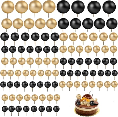 Mini ballons de décoration gâteau BetterJonny noirs et or pour cake topper de fête