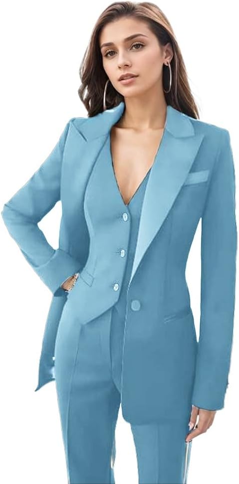 Womens Tuxedo 3 Piece Suit Sets for Women Blazer Pants Vest Set Womens Business Professional Outfits