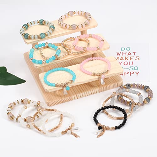Twinfree 8 Sets Bohemian Stackable Bead Bracelets For Women Multilayered Bracelet Set Pendant Charm Stretch Bangles #TOP2