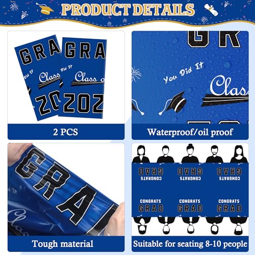 Image of OHOME Graduation Decorations 2026 2027- ๐๐๐๐ ๐๐๐ ๐๐๐๐ ๐๐๐๐๐ โ๐๐% ๐๐
๐
Disposable Plastic Blue Tablecloth for Class of 2026 Decorations Party Favors Supplies Banner,54 inch X 108 inch,2Pack