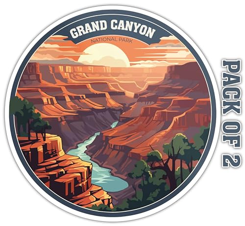 Image of SHOP A THING - Grand Canyon Sticker- Vinyl Decal for Car and Truck- Waterproof Camping Decal for Window- Indoor and Outdoor Use- Removable Mirror Sticker - Pack of 2 - SAT 043