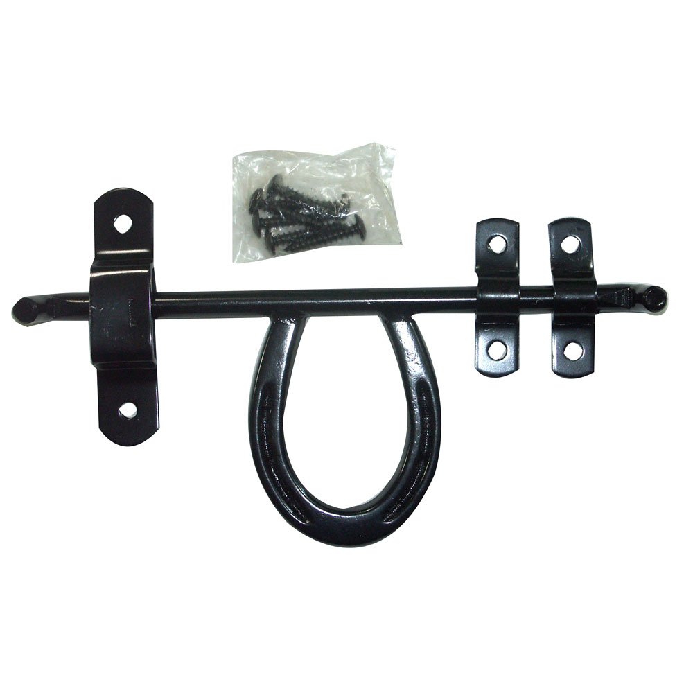 Intrepid International Horseshoe Barn Door Latch - Heavy-Duty Steel Hardware Included, Weatherproof Rust-Resistant Design for Stylish and Secure Sliding Barn Doors, Black, 10-Inches