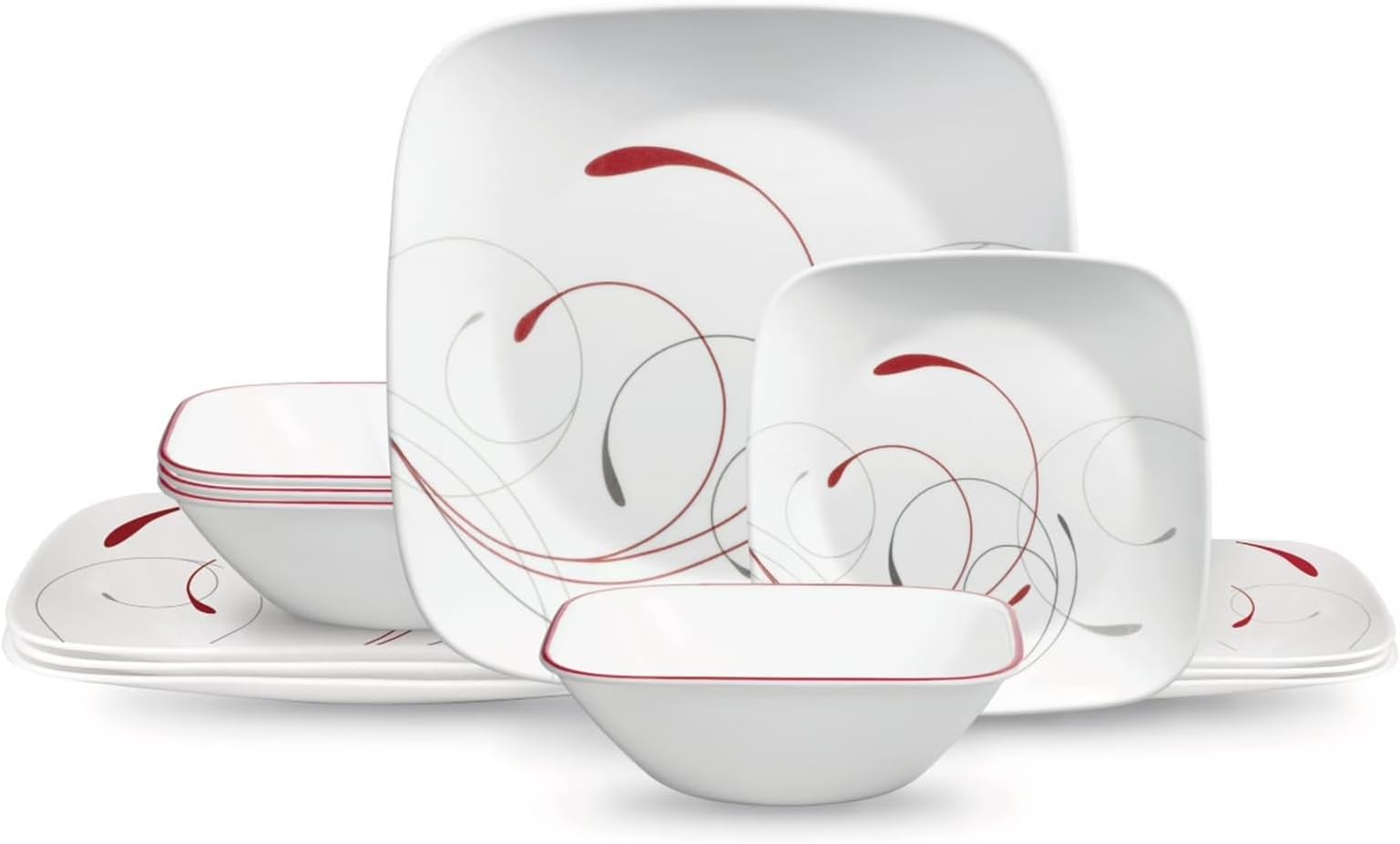 Square Splendor 12-piece Dinnerware Set with Appetizer Plates, Service for 4