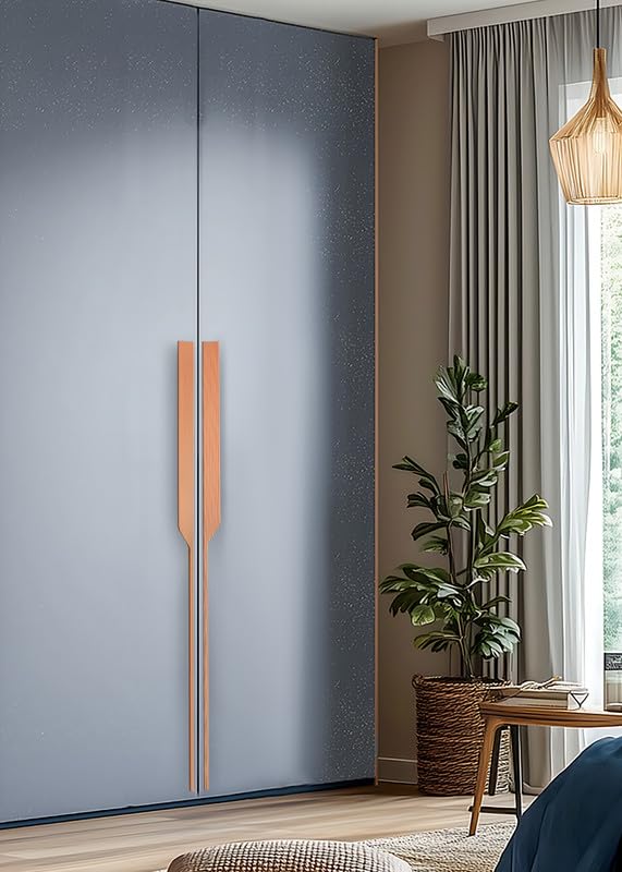 Image of HARMONUS Fancy Aluminium Kitchen Cabinet Handle 8 Inch Long Pull Handle for Wardrobes, Door Handle, Drawer Handle, Rose Gold Finish Aluminium Alloy (1 Set-1 Pair Left & Right) HCRGSAC-59-8INCH