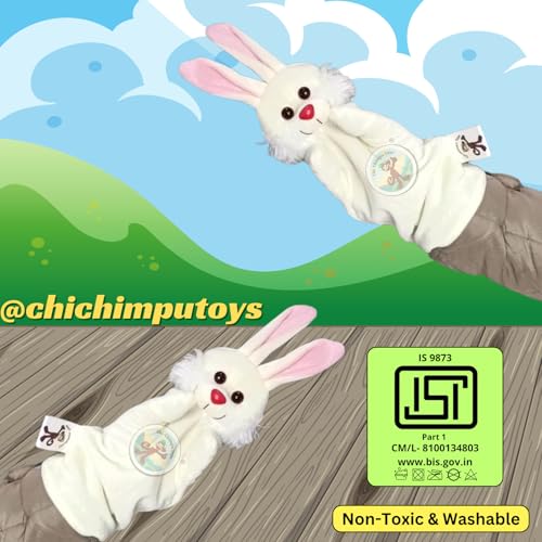 Image of Cute Rabbit Hand Puppet for Kids | Plush Bunny Puppet Toy | Finger & Hand Puppets for Storytelling, Role Play & Interactive Learning | Educational Toy for Toddlers & Kids