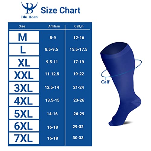Image of Compression Socks 20-30 mmHg for Women & Men - Knee High Stockings (XX-Large, Blue)