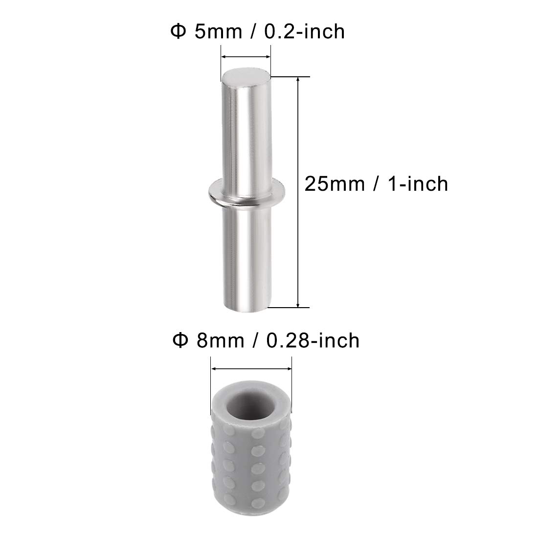 uxcell Shelf Bracket Pegs 5x25mm Stainless Steel Shelf Holder Support Pins for Cabinet Bookcase 20 Pcs — Amazon image 3