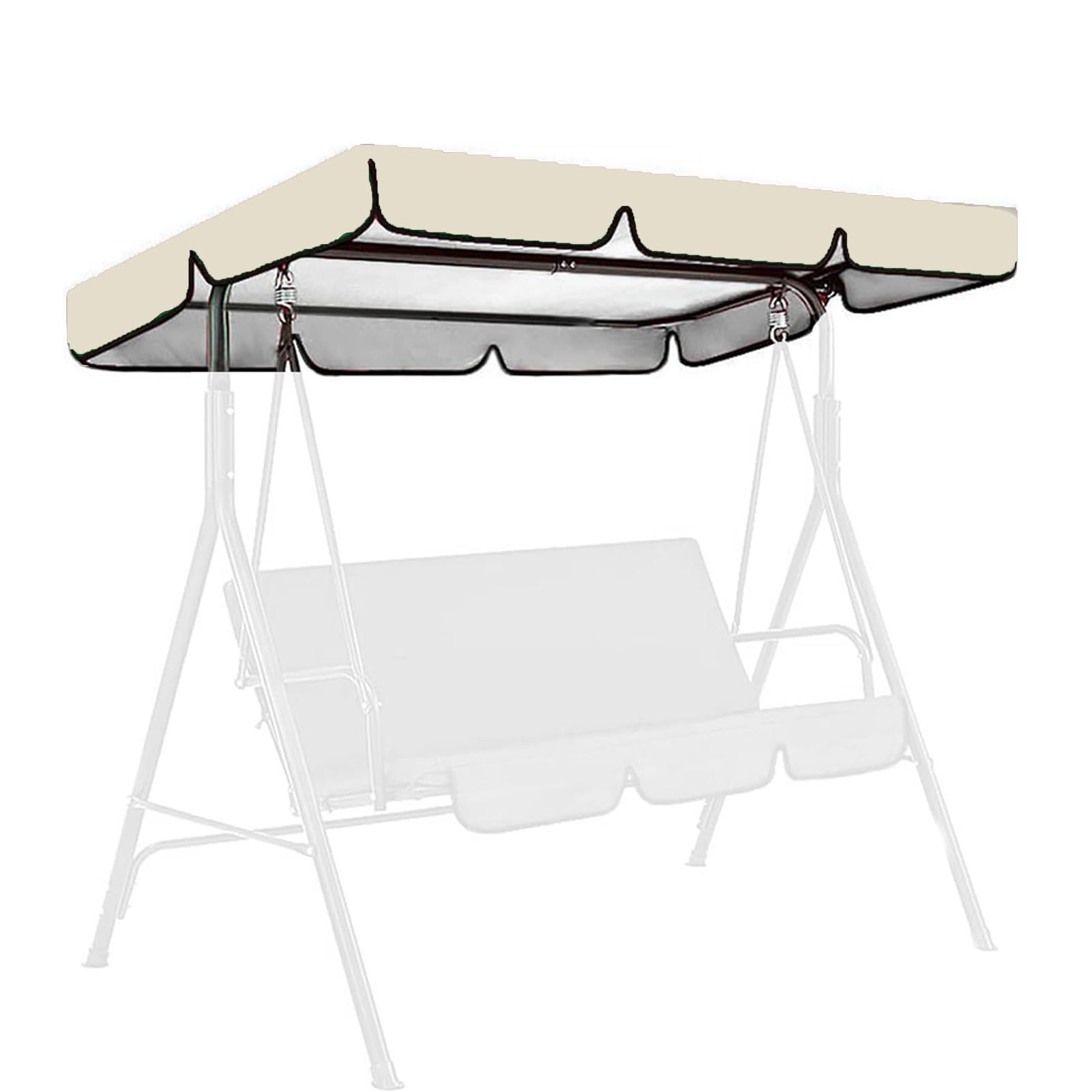 DLLDLGG Outdoor Swing Canopy Top Replacement, Garden Furniture Sun Shade Cover, 210D Rain and Snow Protection Porch Swing Canopy Replacement Cover for Patio Swing Chair(Off-white,74x52in)