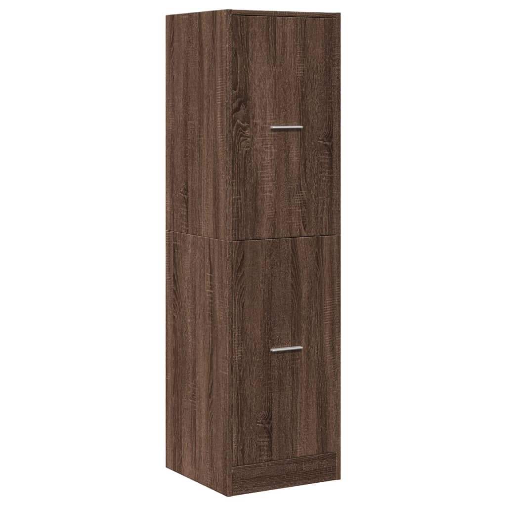 Apothekerschrank Eichen-Optik, 40x41x144,5 cm Beistellschrank aus Holzwerkstoff mit 4 Schubladen, Hoher Auszugschrank für Küche, Wohnzimmer und Büro, Braun