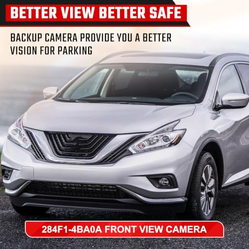 Image of Front View Camera Bumper Grille Camera OE: 284F1-4BA0A 284F1-4BA1A, Compatible with 2014-2016 Nissan Rogue 2.5L L4 Murano 2015-2019 3.5L V6