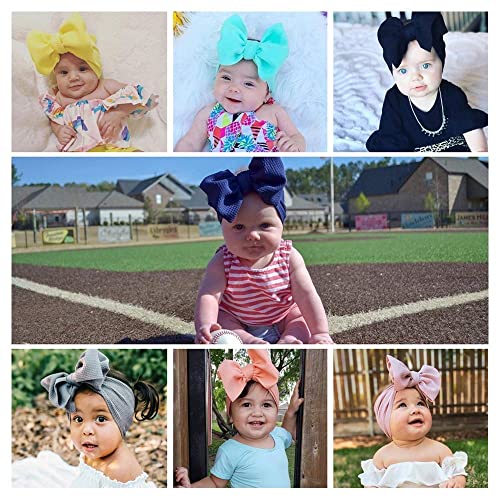 Baby Girl's 8'' Soft Big Bow knot Nylon Headband Toddler Hairband for Photography Travel Party Festivals (Navy Blue)3