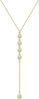 Foxgirl Dainty 14K Gold Plated Y Necklace for Women - Layered Lariat Drop Chain with CZ, Adjustable 17.3" + 2" Extender, Hypoallergenic