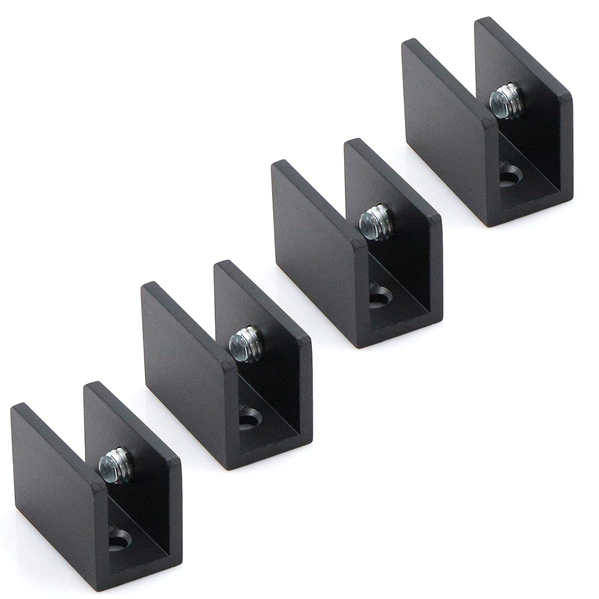 Morsetti in vetro, supporto per pavimento in vetro, 8 pezzi, in acciaio inox, per superfici piatte, 8 – 10 mm, per balaustra, specchio corrimano, scale (nero)