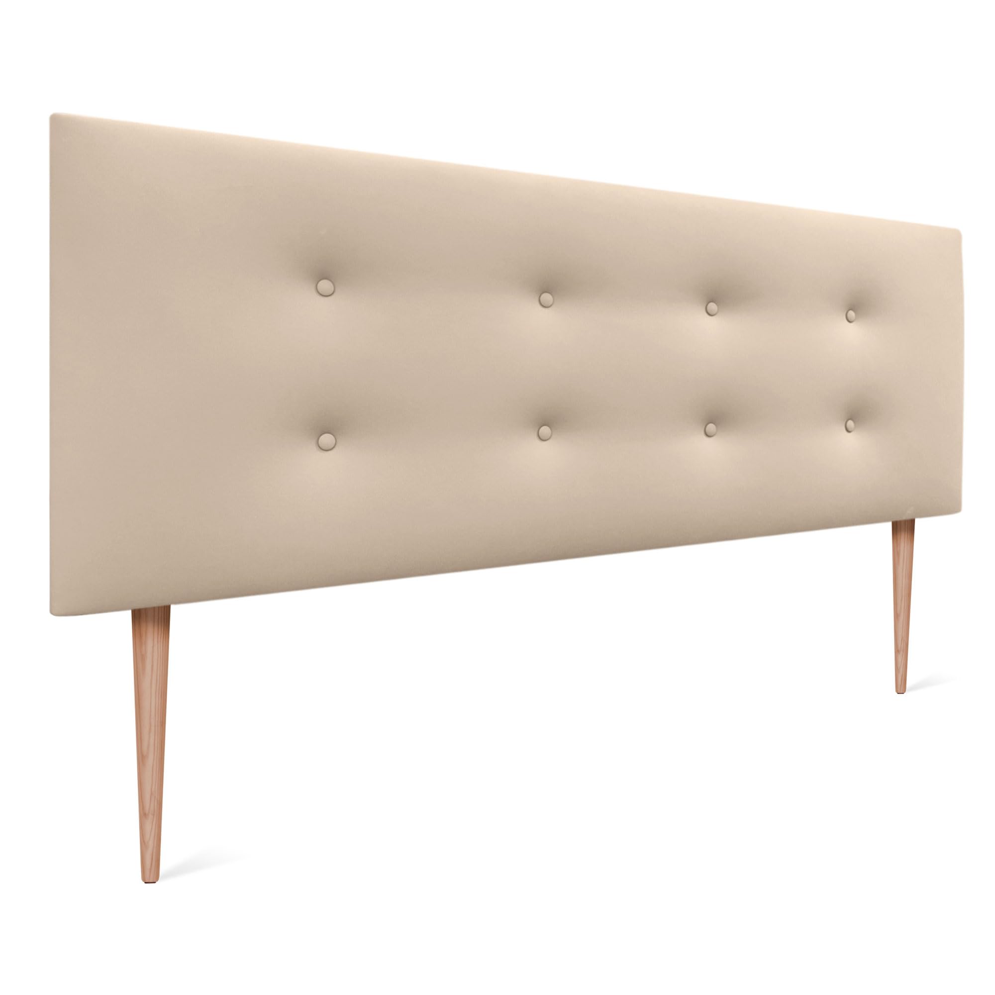 DHOME Testiera in Similpelle o Tessuto AQUALINE Pro con 2 file di Bottoni e Gambe Testiera Imbottita per Letto di Lusso (160x105cm con gambe (Letti 150/160), Similpelle Beige)