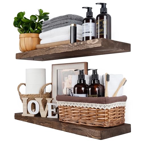 BGMG Floating Shelves 24 inch Long, Distressed,Wide Rustic Wooden...