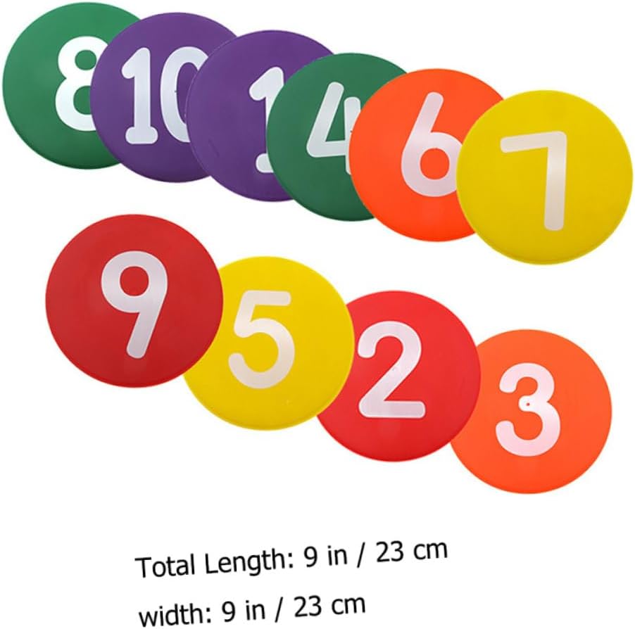 10pcs Soccer Training Marker Number Trays Professional Football Training Sign Discs for Agility Drills Random Colors and Tear Design
