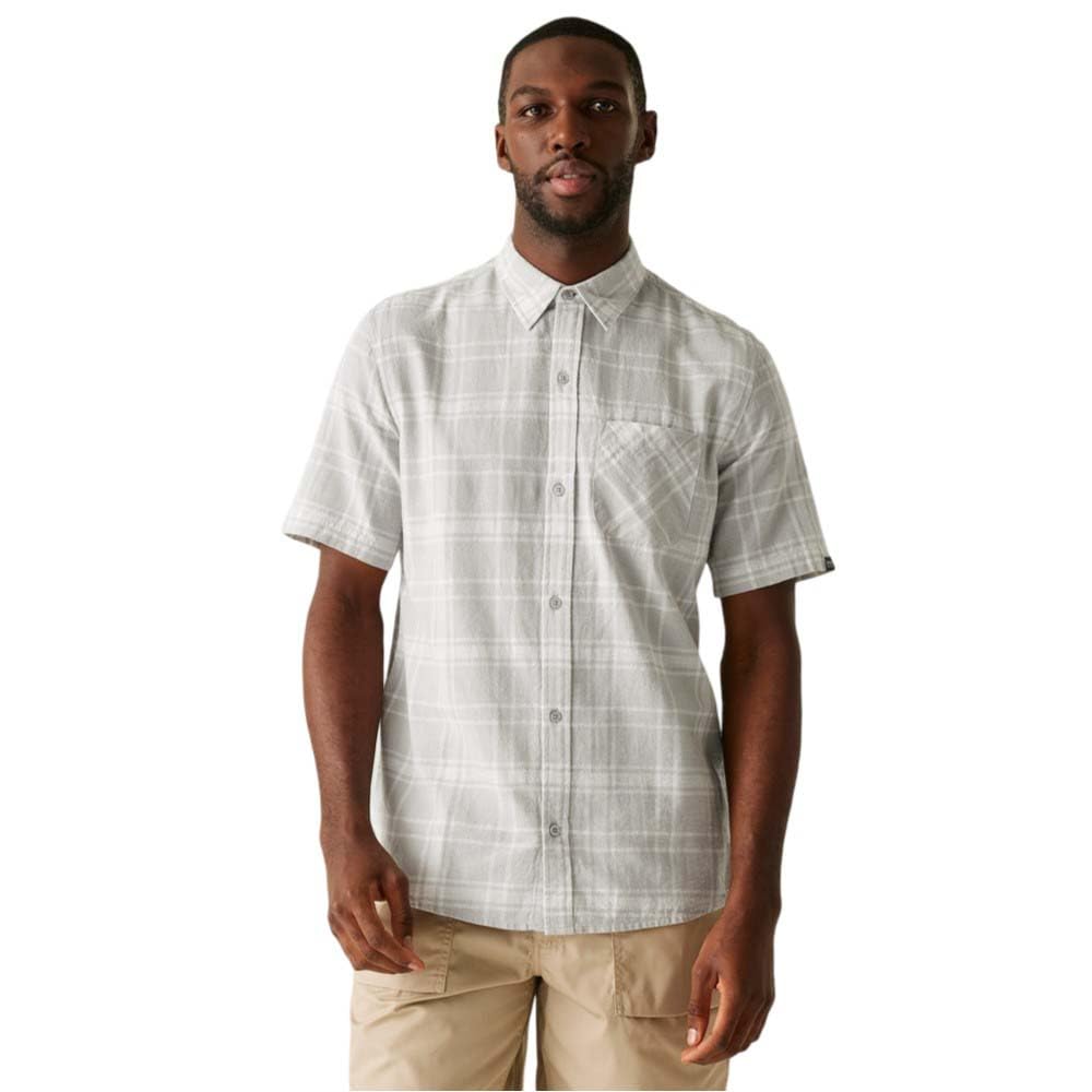 Regatta Loran Men's Short Sleeve Shirt - Cotton Linen Blend - Mid Grey - Size L