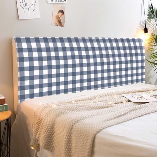 ABANO Checked Headboard Slipcover for Single Double King Size Bed, Dustproof Headboard Wrap, Stretch All-Inclusive Bed Head Protector Cover Modern Bedroom Decoration 1.2-2.2M