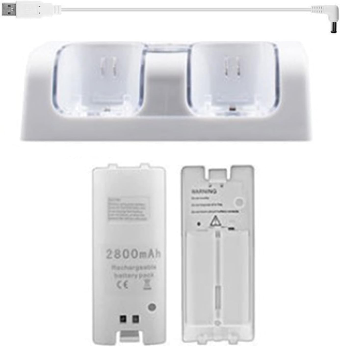 Charging Station for Wii Remote, 2800mAh Rechargeable Cells and Cell Charge Dock Stand for Wii Wii U Remote Accessory