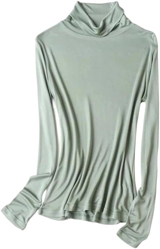 Women's Silk Thermal Underwear Top Winter Second Skin Warm Inner Wear Basic Base Layer Shirt