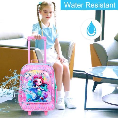 Image of CCJPX Kids Luggage for Girls, Mermaid Rolling Travel Carry on Suitcase for Toddler Children with Wheels(Pink)