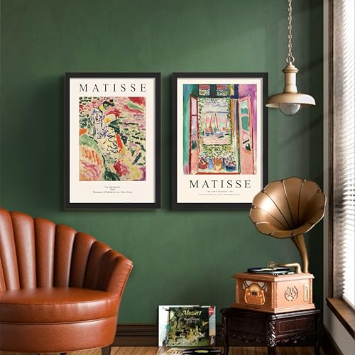 Image of NoWorries Classic Abstract Wall Art Framed Painting Set | Matisse Inspired Modern Art Posters Frame | Premium 300 GSM Paper Print with Synthetic Wooden Frames | Elegant Wall Decor for Living Room, Bedroom, Studio & Office (Set of 2) (BLACK, ART-2, 10X13INCHES)