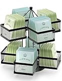 VOGWOLTH Tea Bag Organizer, Tea Bag Storage Holder Spinning Carousel 96 Teabags Container, Lazy Susan Coffee Creamer Sweetener Tea Caddy for Kitchen Counter Cabinet Pantry Shelf Organizer