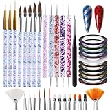 Artdone 38Pcs Nail Striping Tape Lines Kit With Nail Art Pens Dotting Tools And Liner Brushes For Gel Polish Small Detail Drawing Design Paint