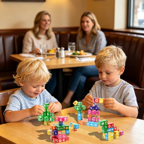 Bilingual Magnetic Building Blocks for Ages 3+, 52pcs Magnetic Stacking Cubes with 312 Words, Alphabet, Numbers, Colors, Autism Montessori Toys, Preschool STEM Educational Sensory Magnet Toys Gifts - Image 9